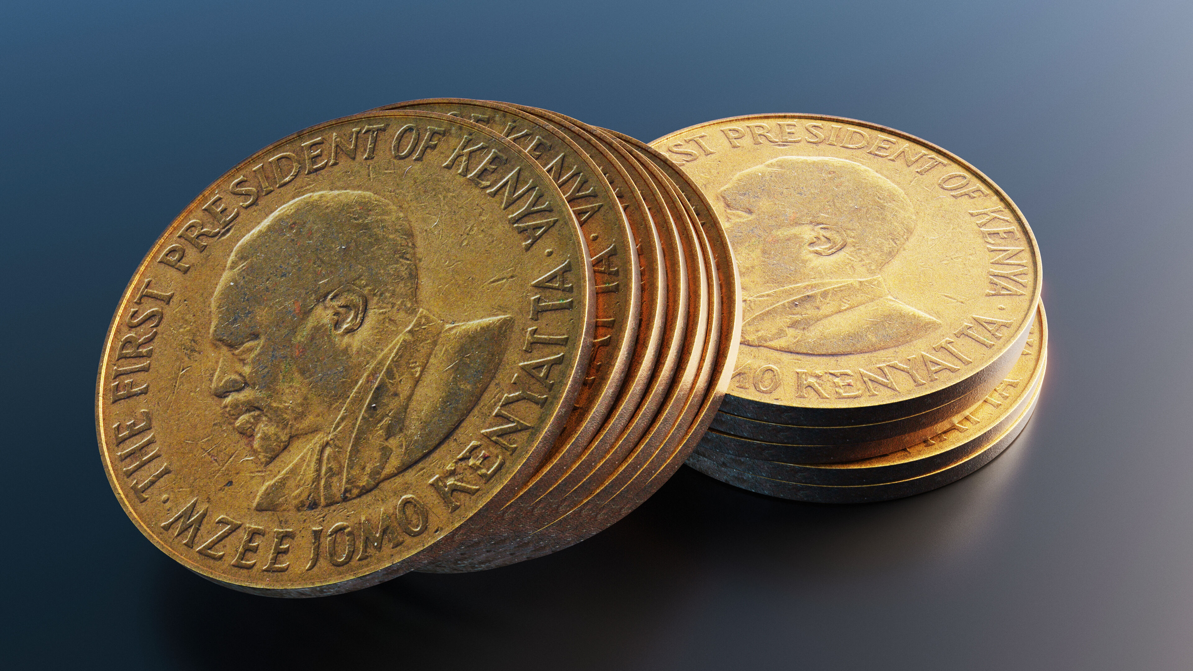 10 cents coin from Kenya Low-poly 3D model_9