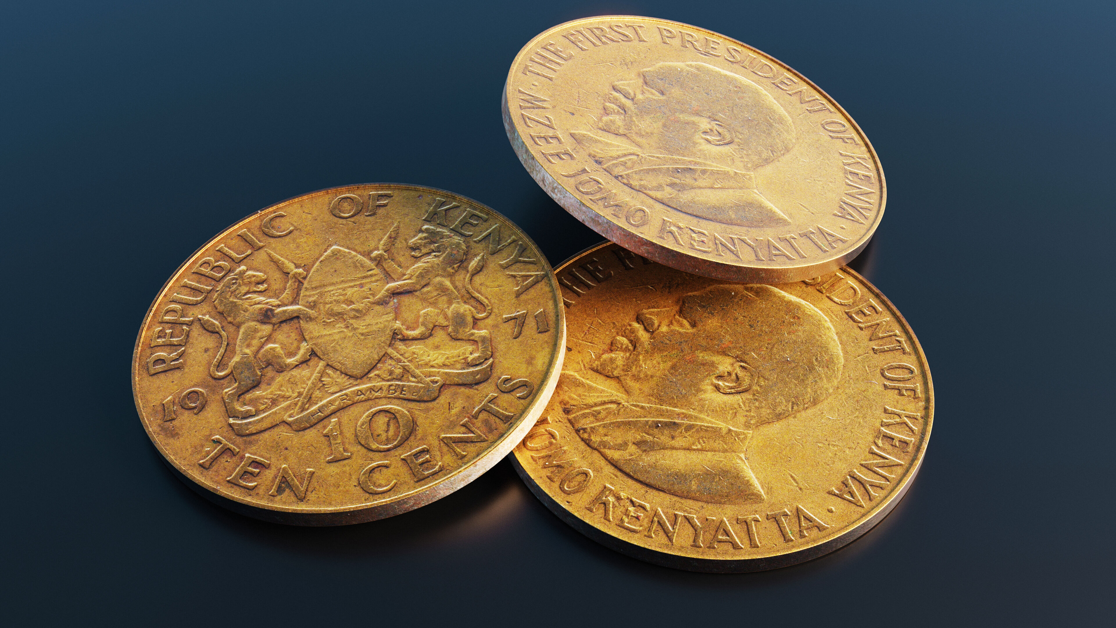 10 cents coin from Kenya Low-poly 3D model_10