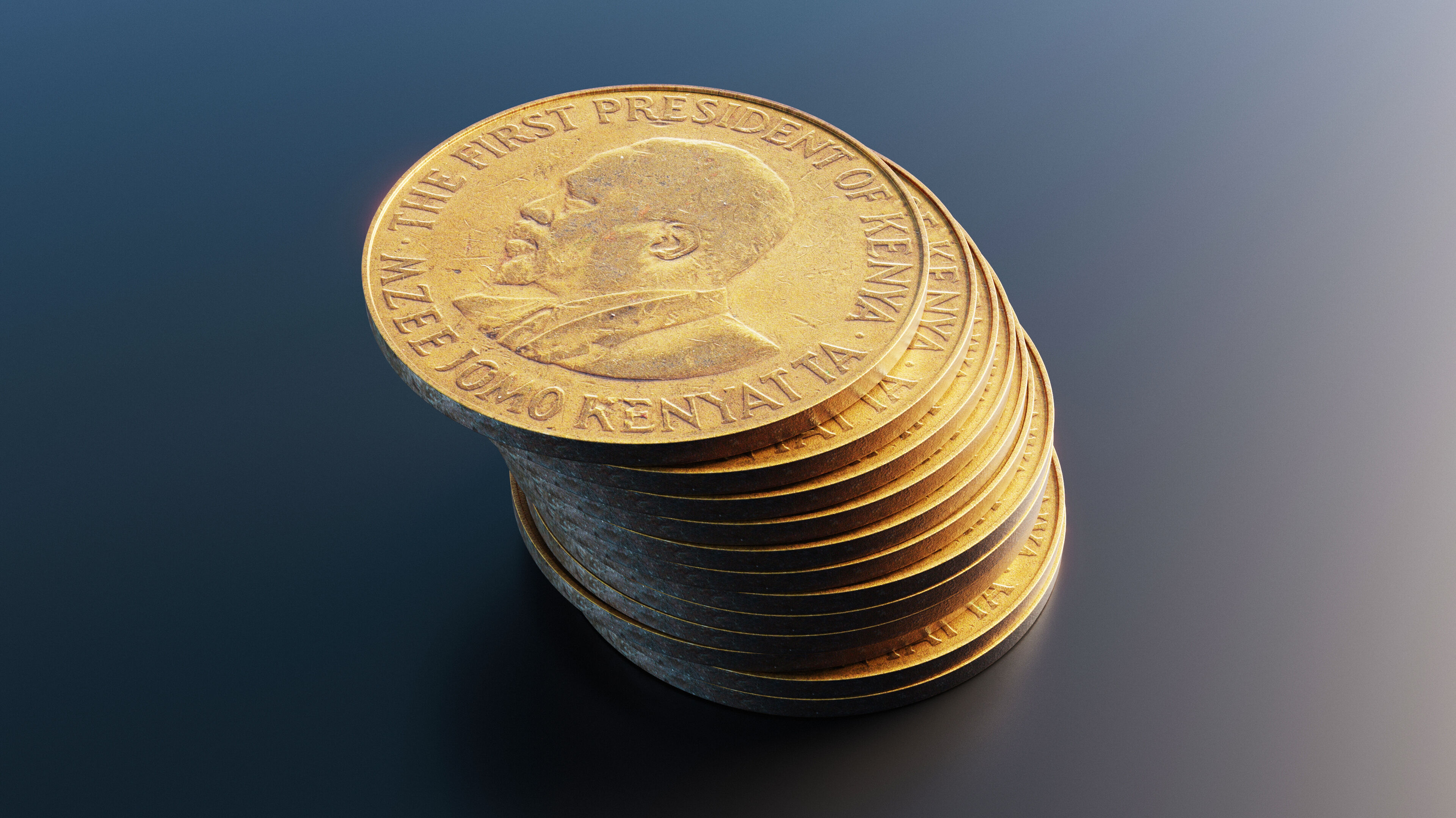 10 cents coin from Kenya Low-poly 3D model_8