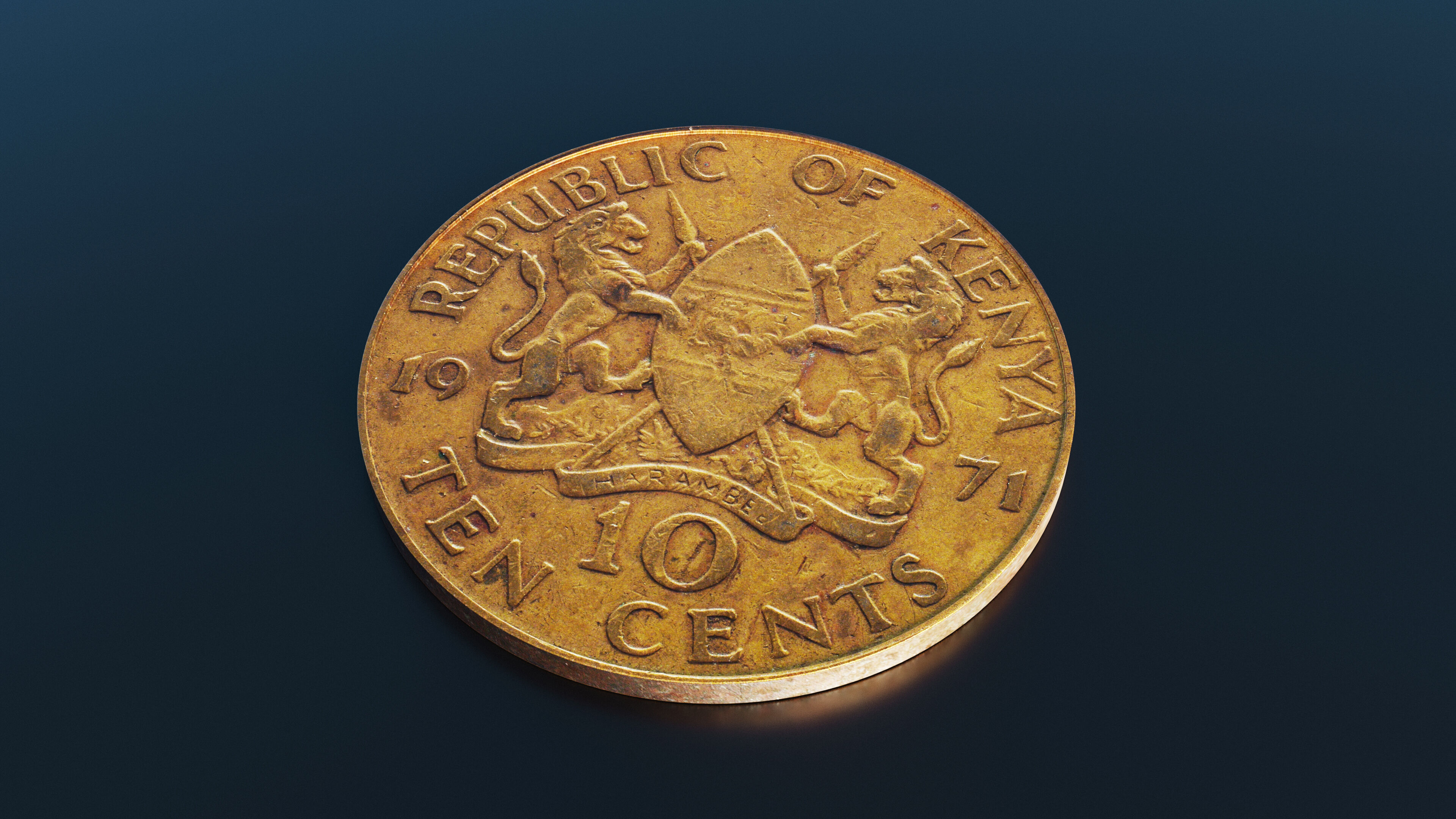10 cents coin from Kenya Low-poly 3D model_2