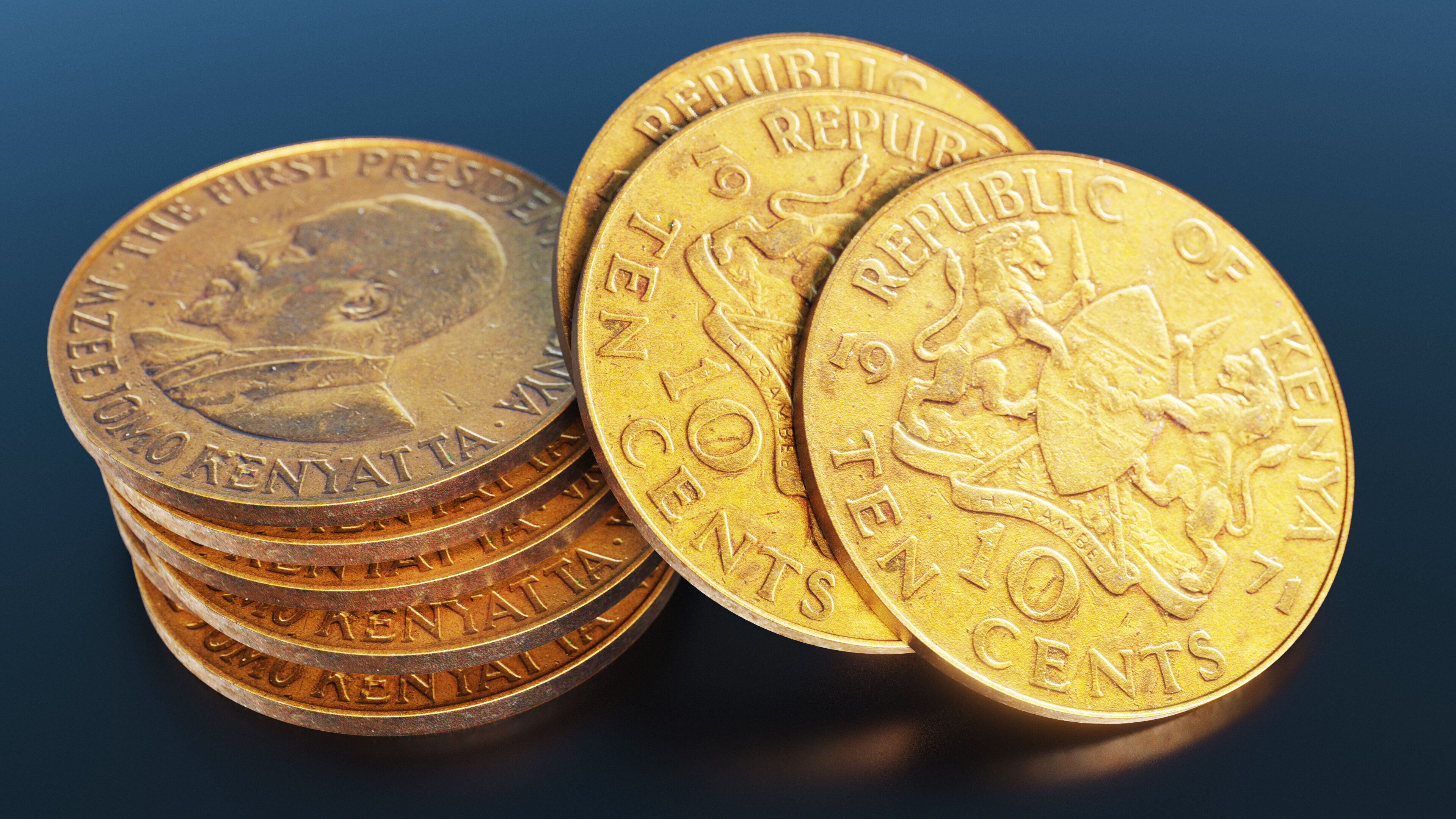 10 cents coin from Kenya Low-poly 3D model_7