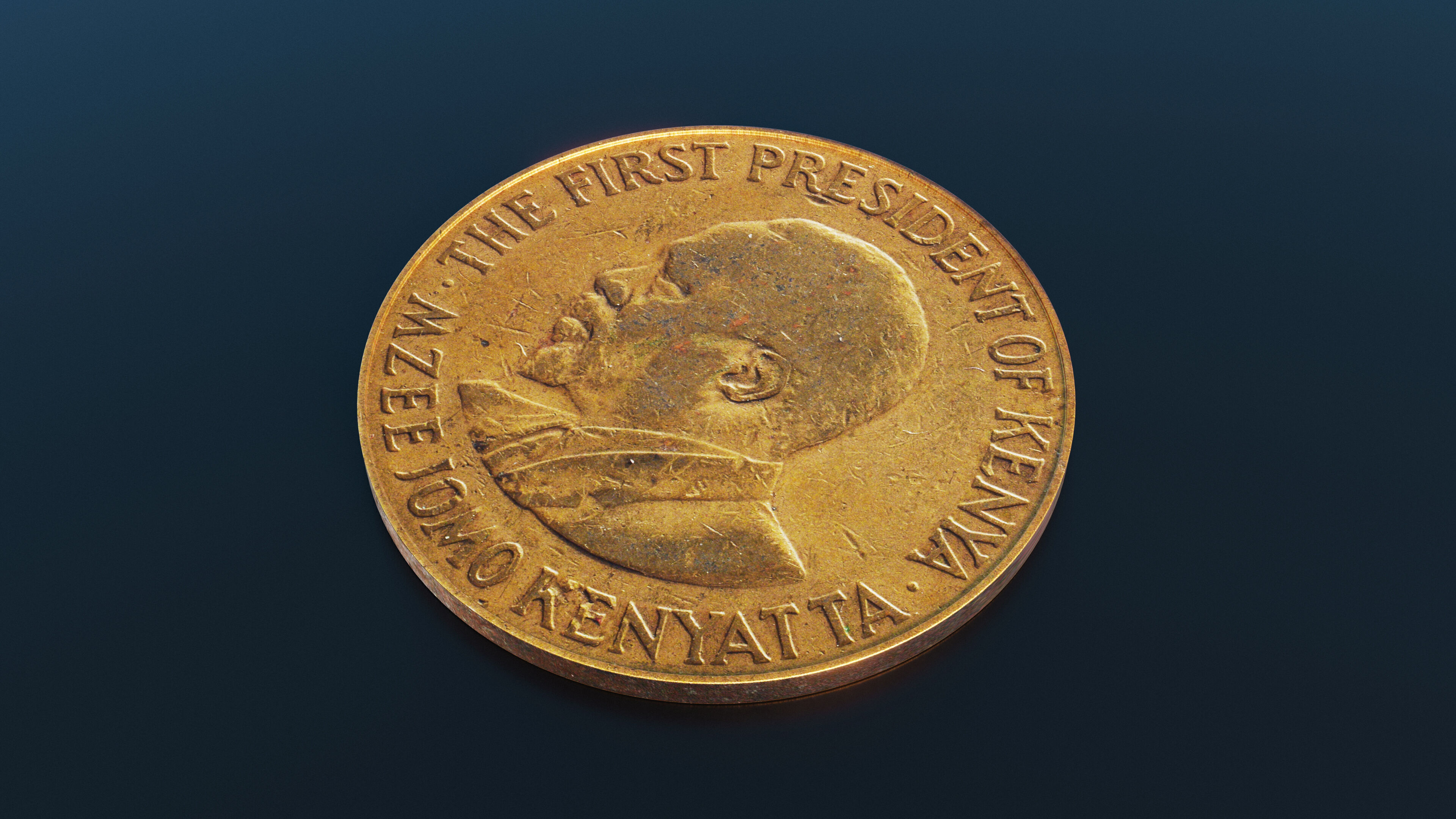 10 cents coin from Kenya Low-poly 3D model_3