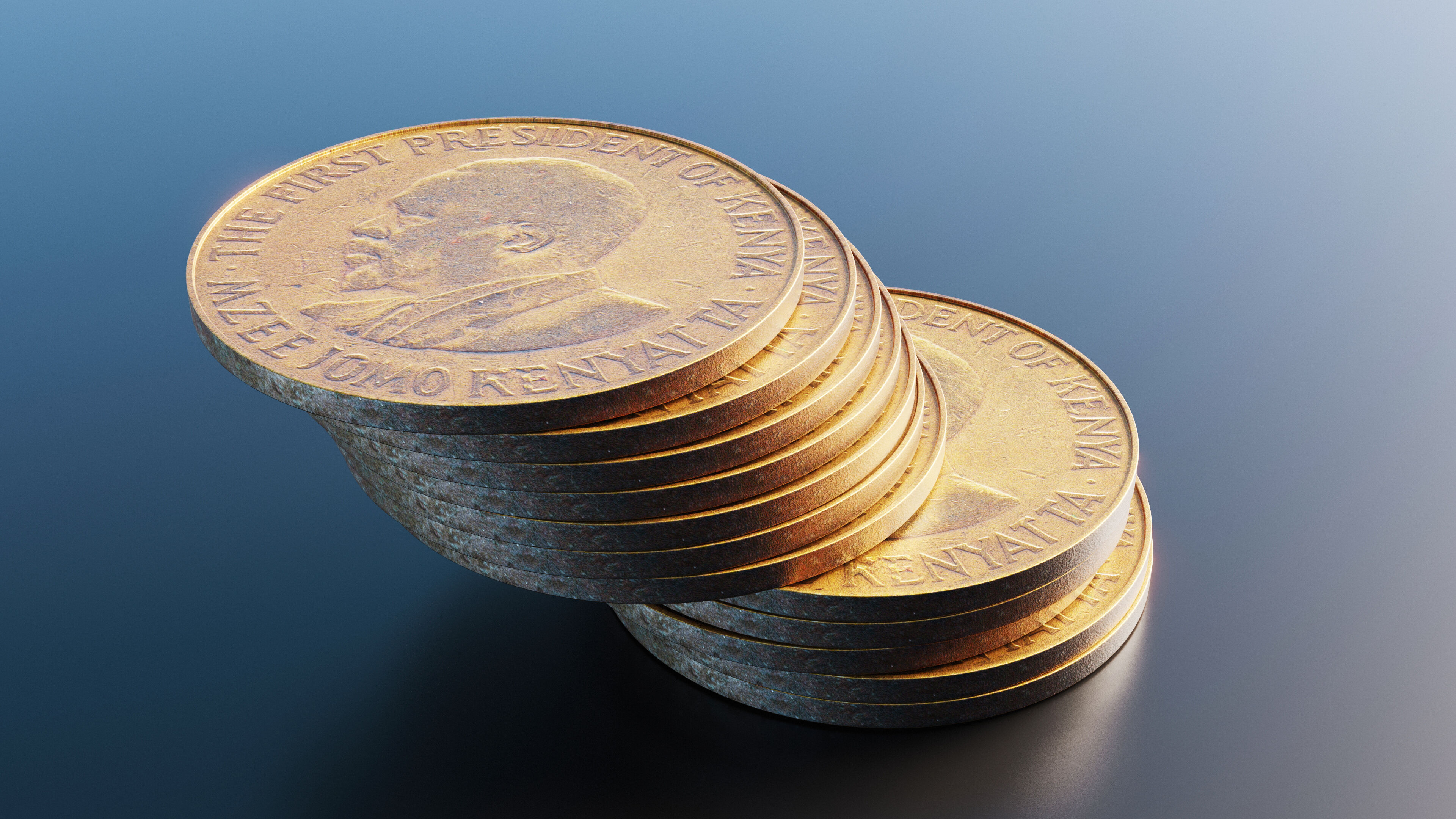 10 cents coin from Kenya Low-poly 3D model_6