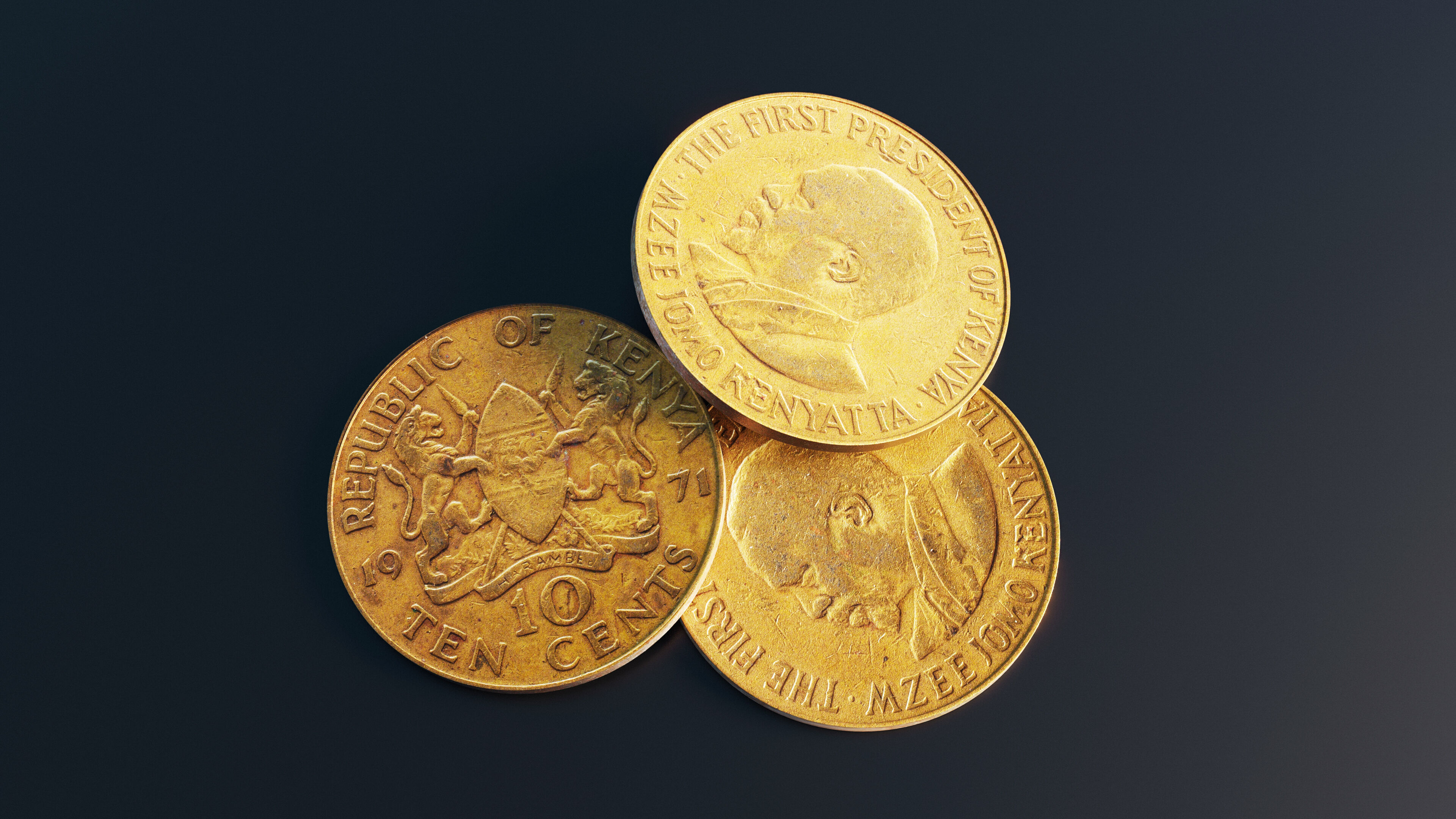 10 cents coin from Kenya Low-poly 3D model_5