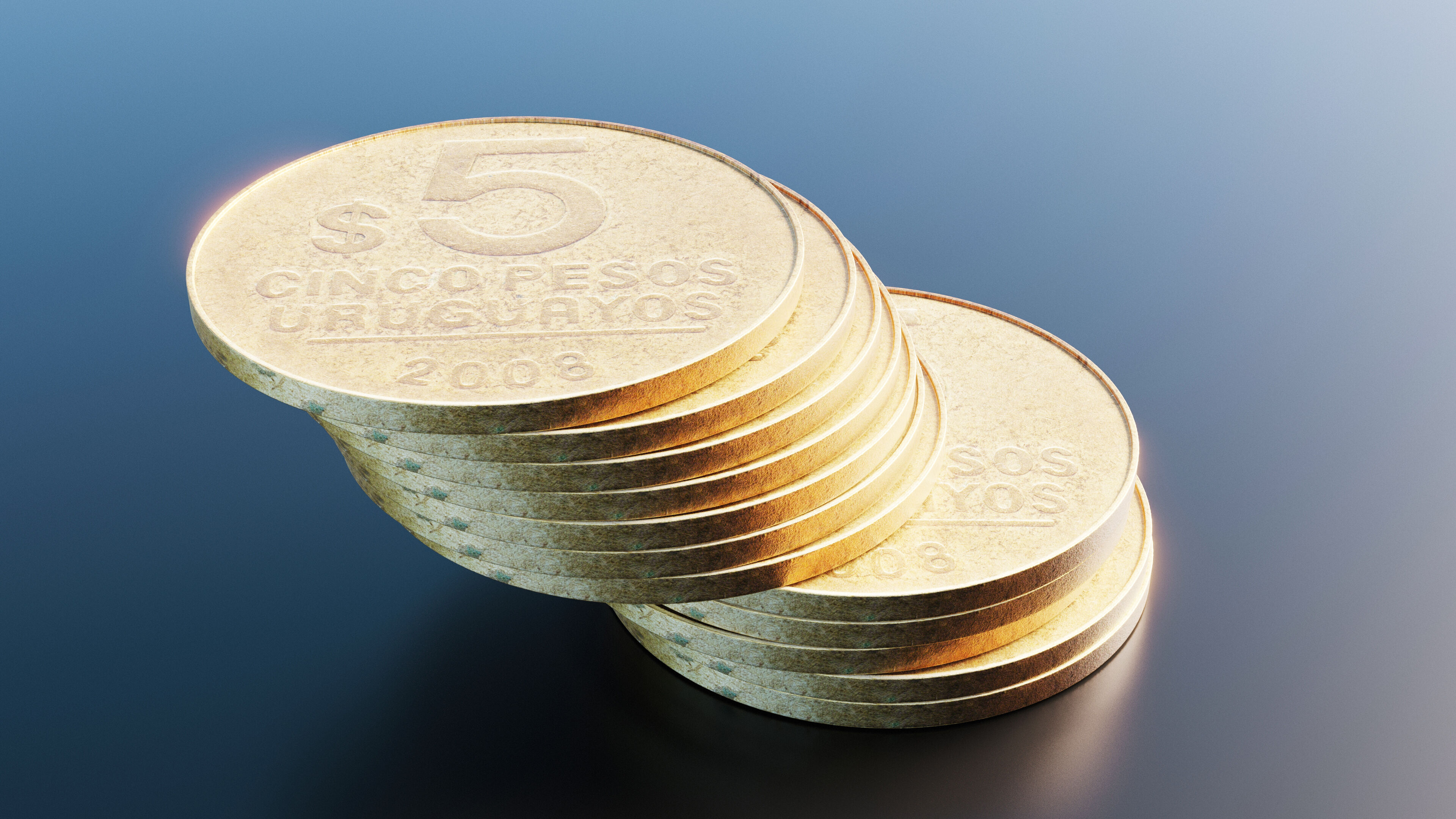 Uruguayan pesos coin Low-poly 3D model_7