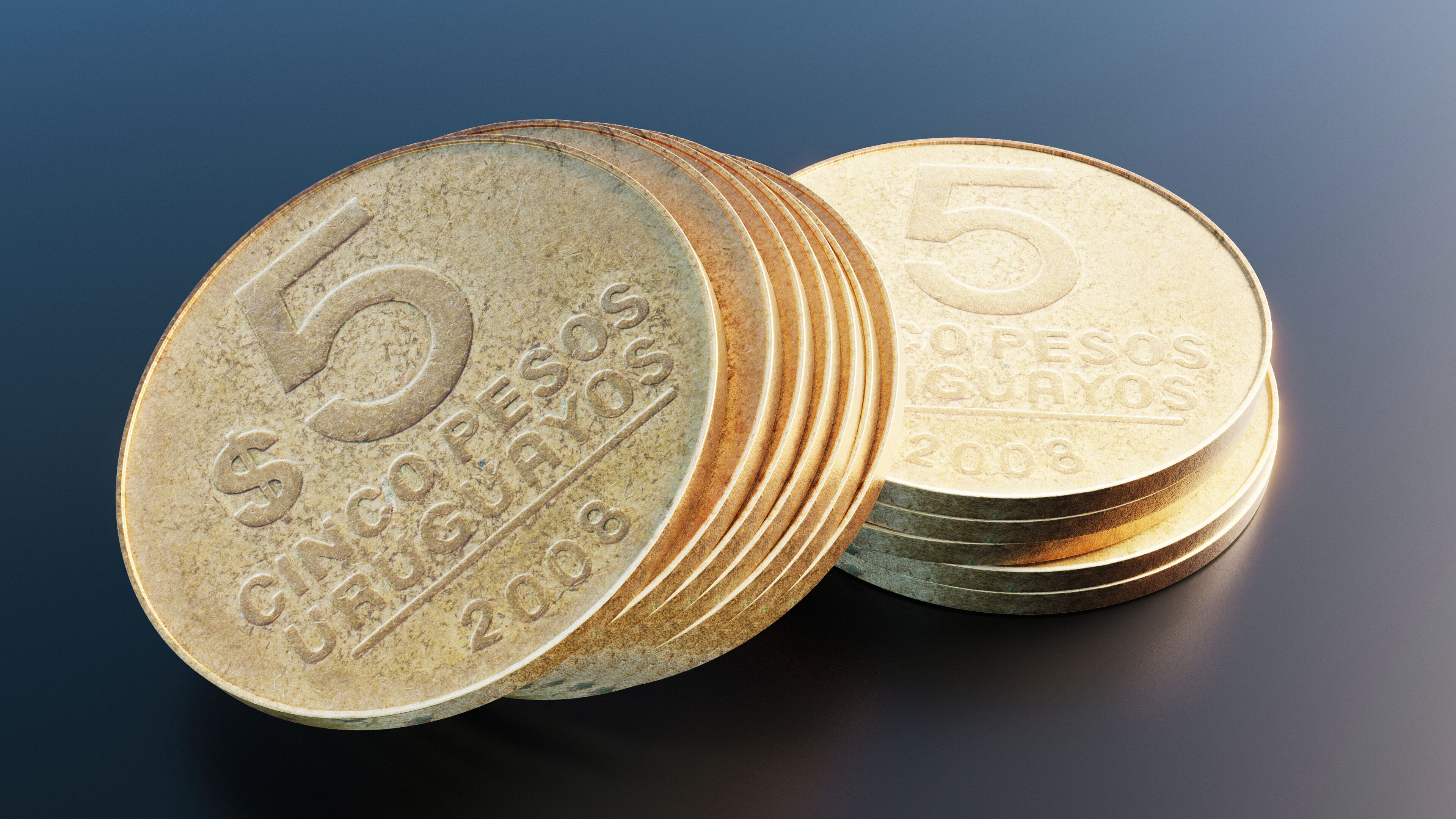 Uruguayan pesos coin Low-poly 3D model_8