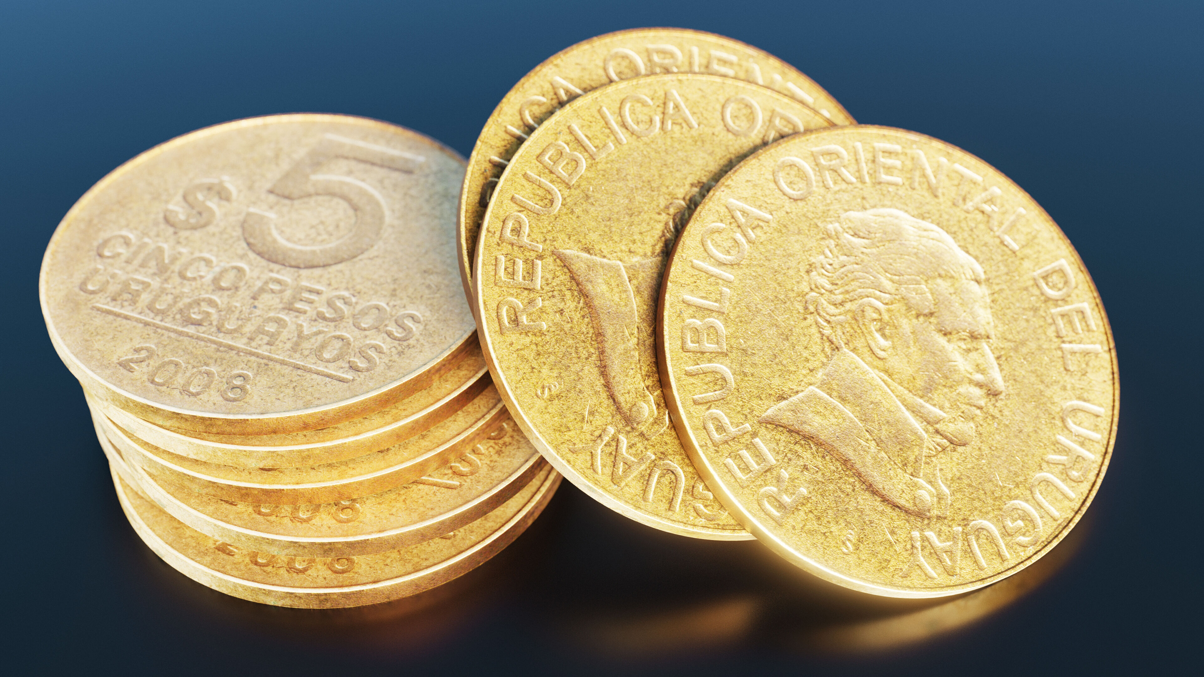 Uruguayan pesos coin Low-poly 3D model_2