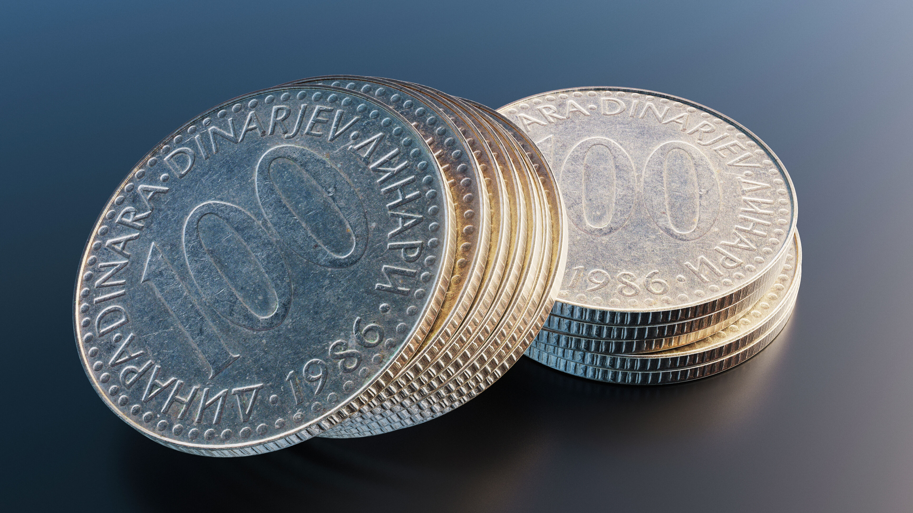 Yugoslavian 100 Dinara coin Low-poly 3D model_8