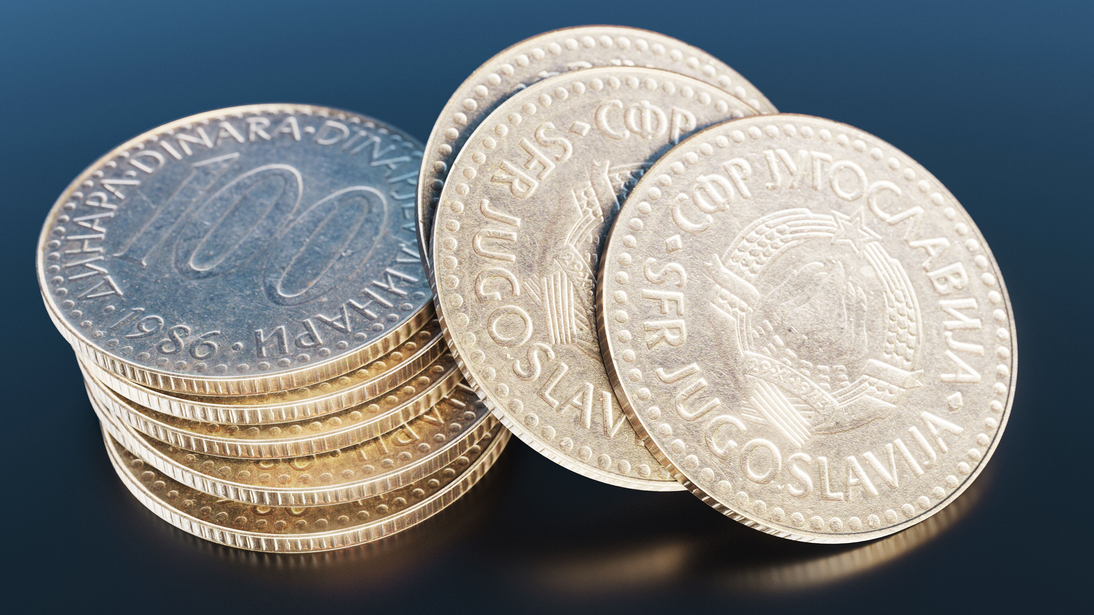 Yugoslavian 100 Dinara coin Low-poly 3D model_2