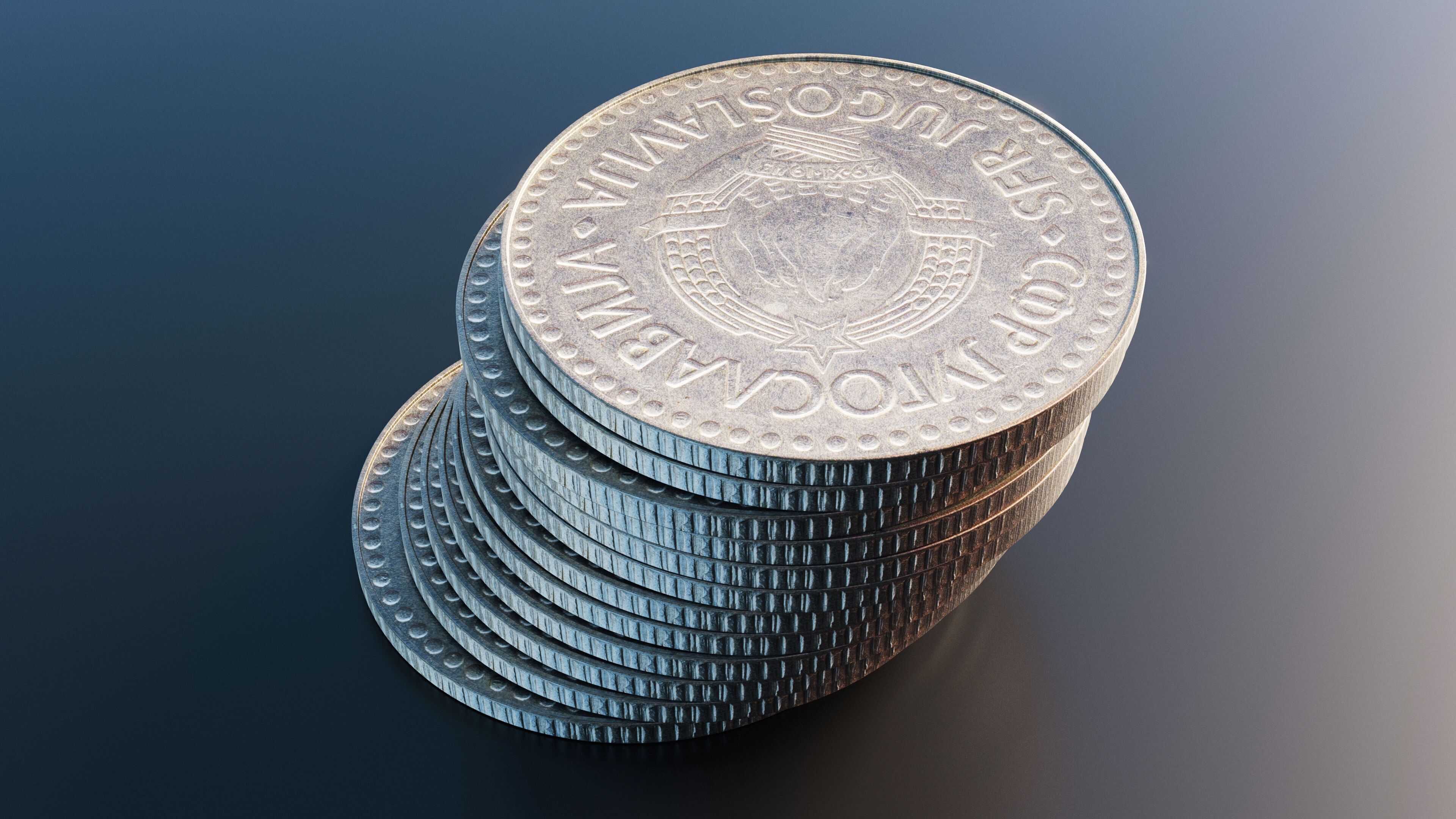 Yugoslavian 100 Dinara coin Low-poly 3D model_5