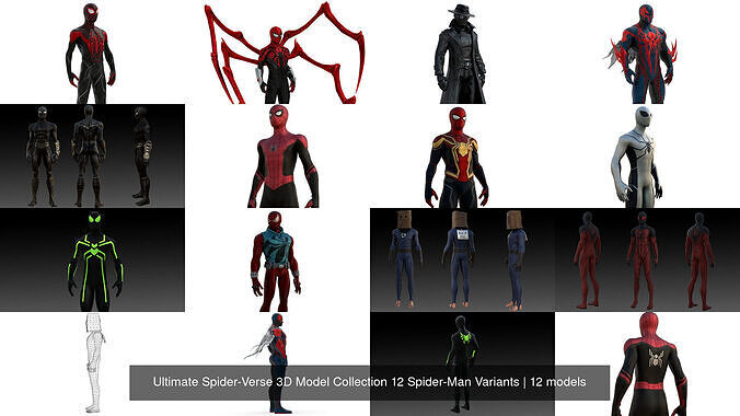 Ultimate Spider-Verse 3D Model Collection 12 Spider-Man Variants 