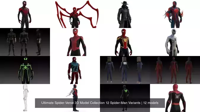 Ultimate Spider-Verse 3D Model Collection 12 Spider-Man Variants 