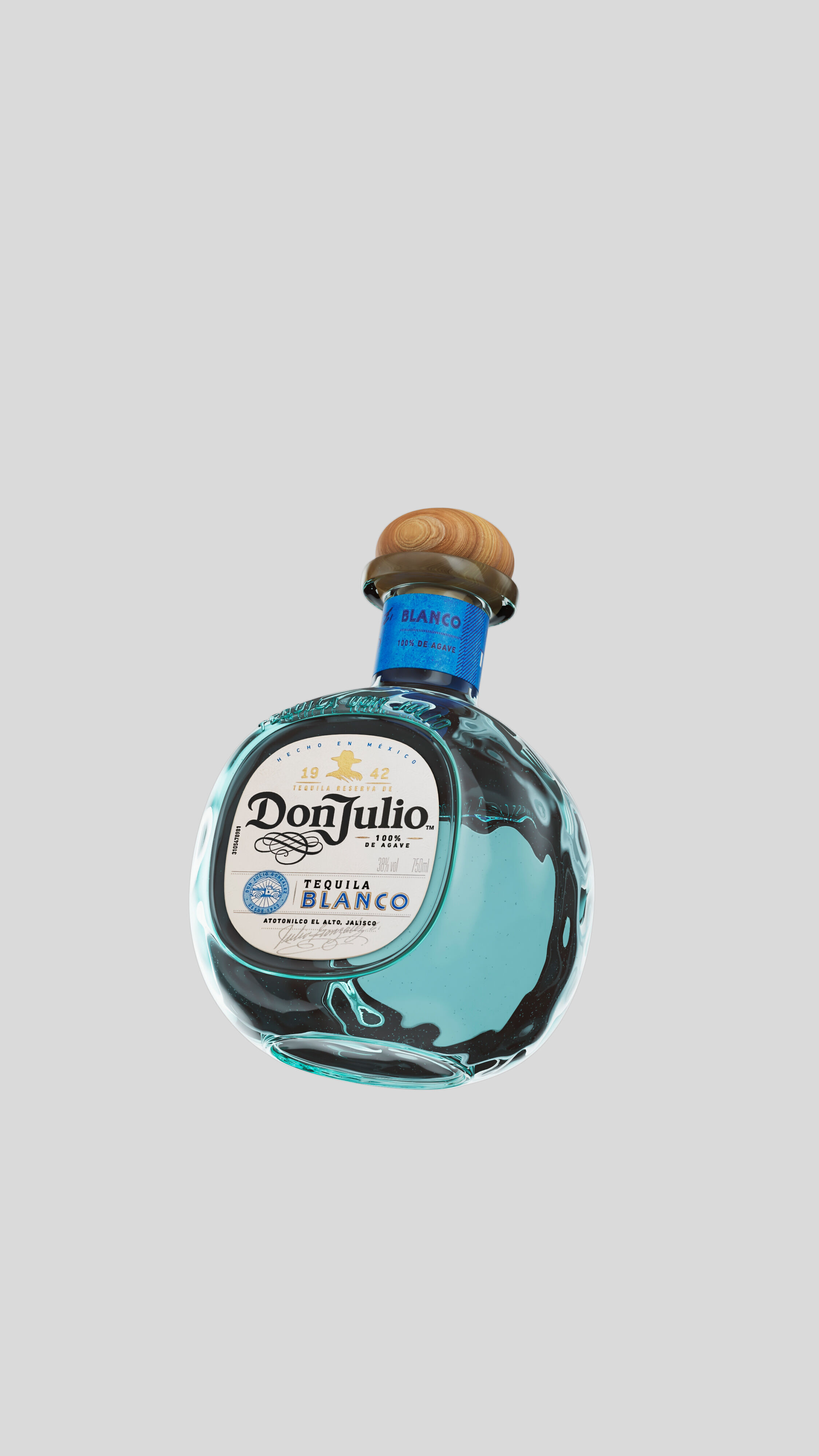 Realistic tequila Don Julio Blanco bottle 3D model_4