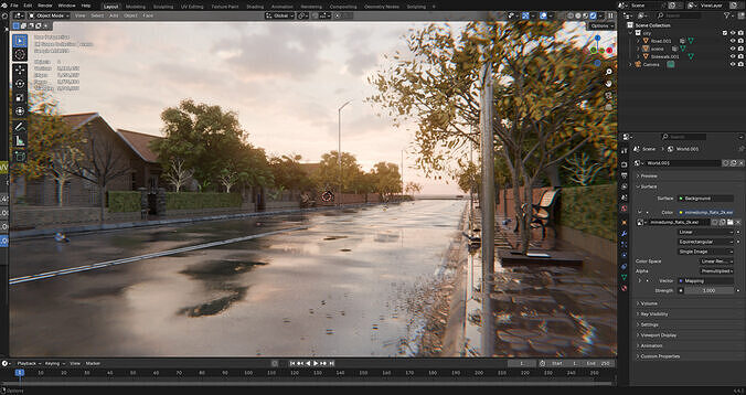 European Suburban Street Scene 3D model 5
