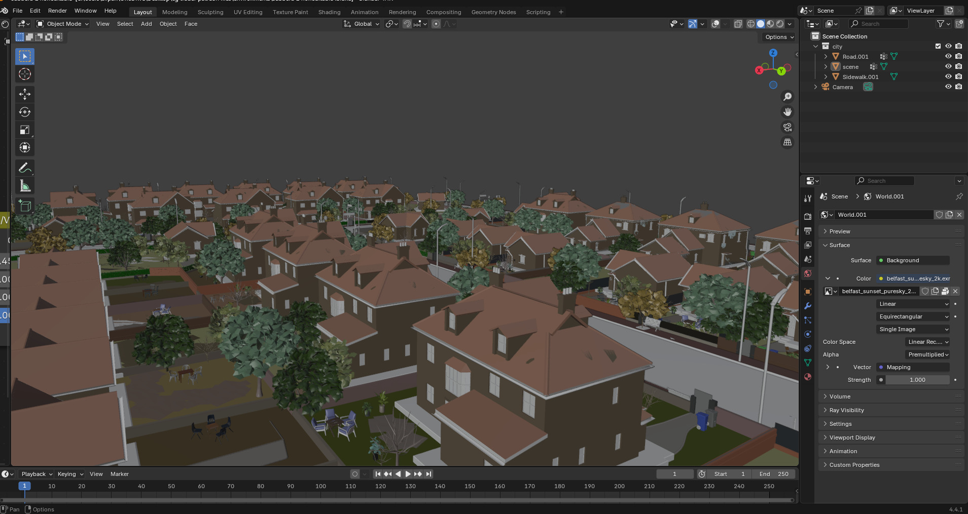 European Suburban Street Scene 3D model_25