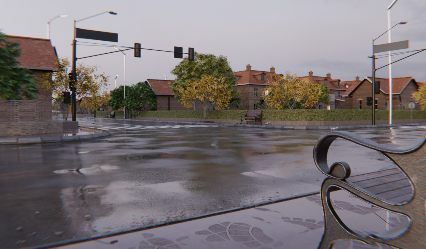 European Suburban Street Scene 3D model_18