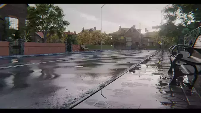 European Suburban Street Scene 3D model