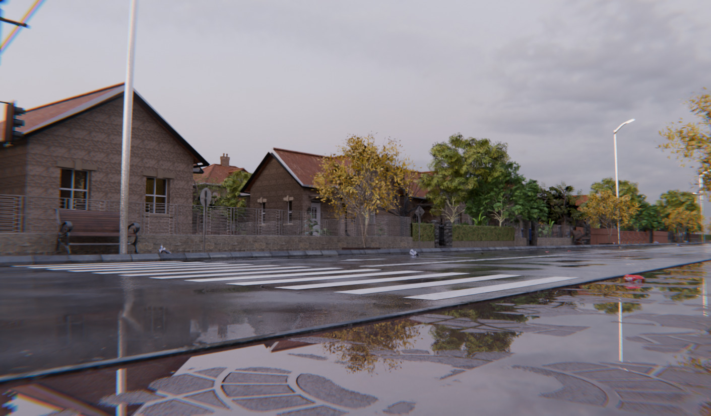 European Suburban Street Scene 3D model_22