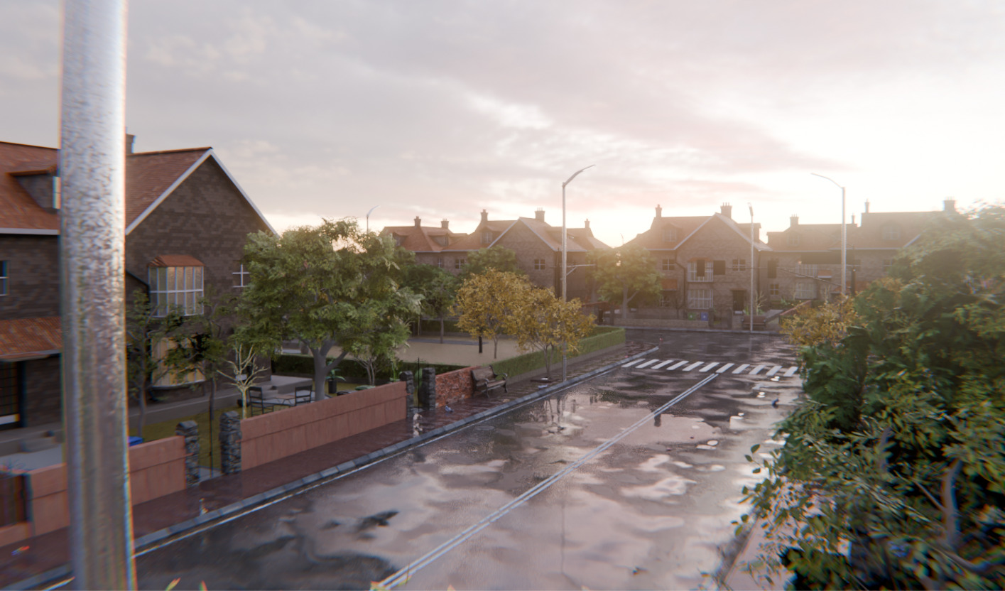 European Suburban Street Scene 3D model_16