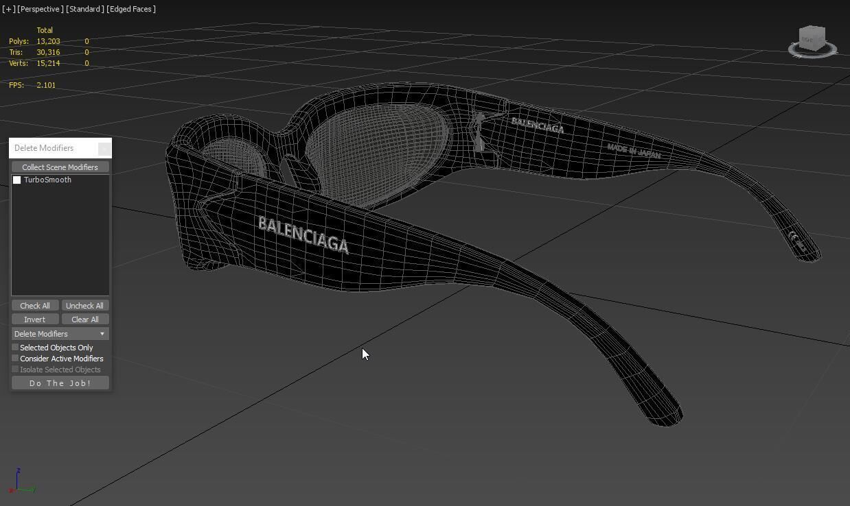 BALENCIAGA BB0157S 001 Sunglass 3D model_7