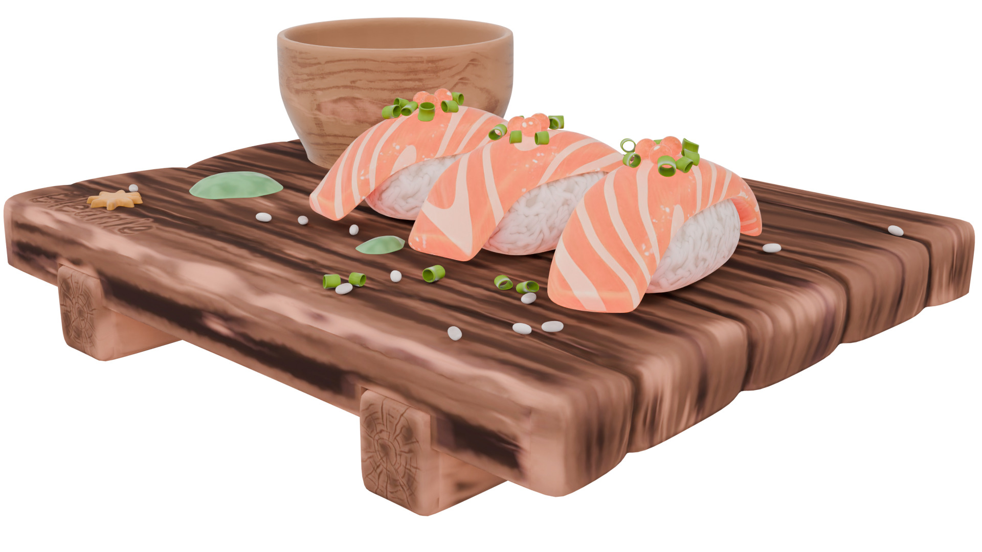 Salmon Sushi Set 3D model_2