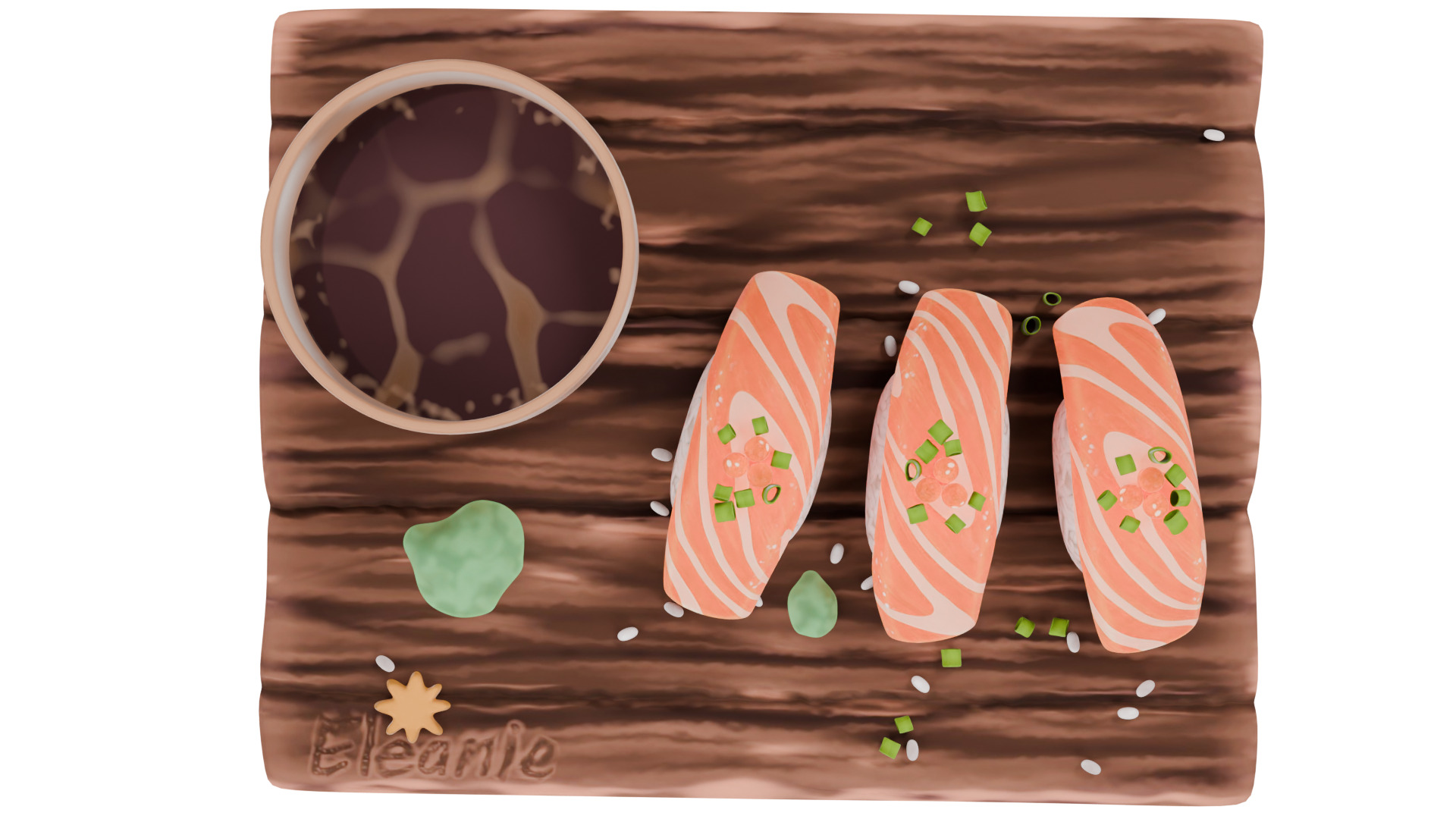 Salmon Sushi Set 3D model_8