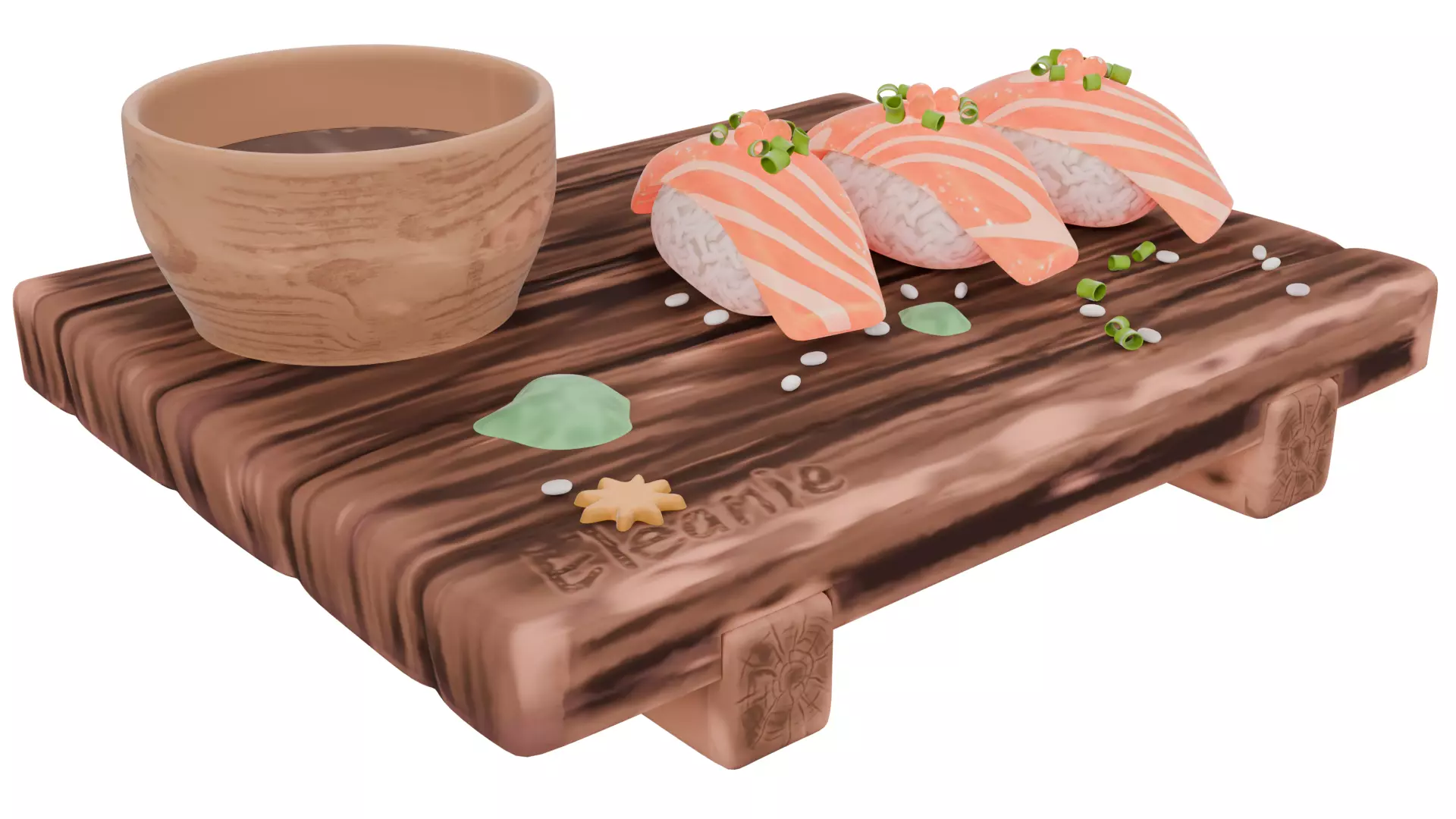 Salmon Sushi Set 3D model_0
