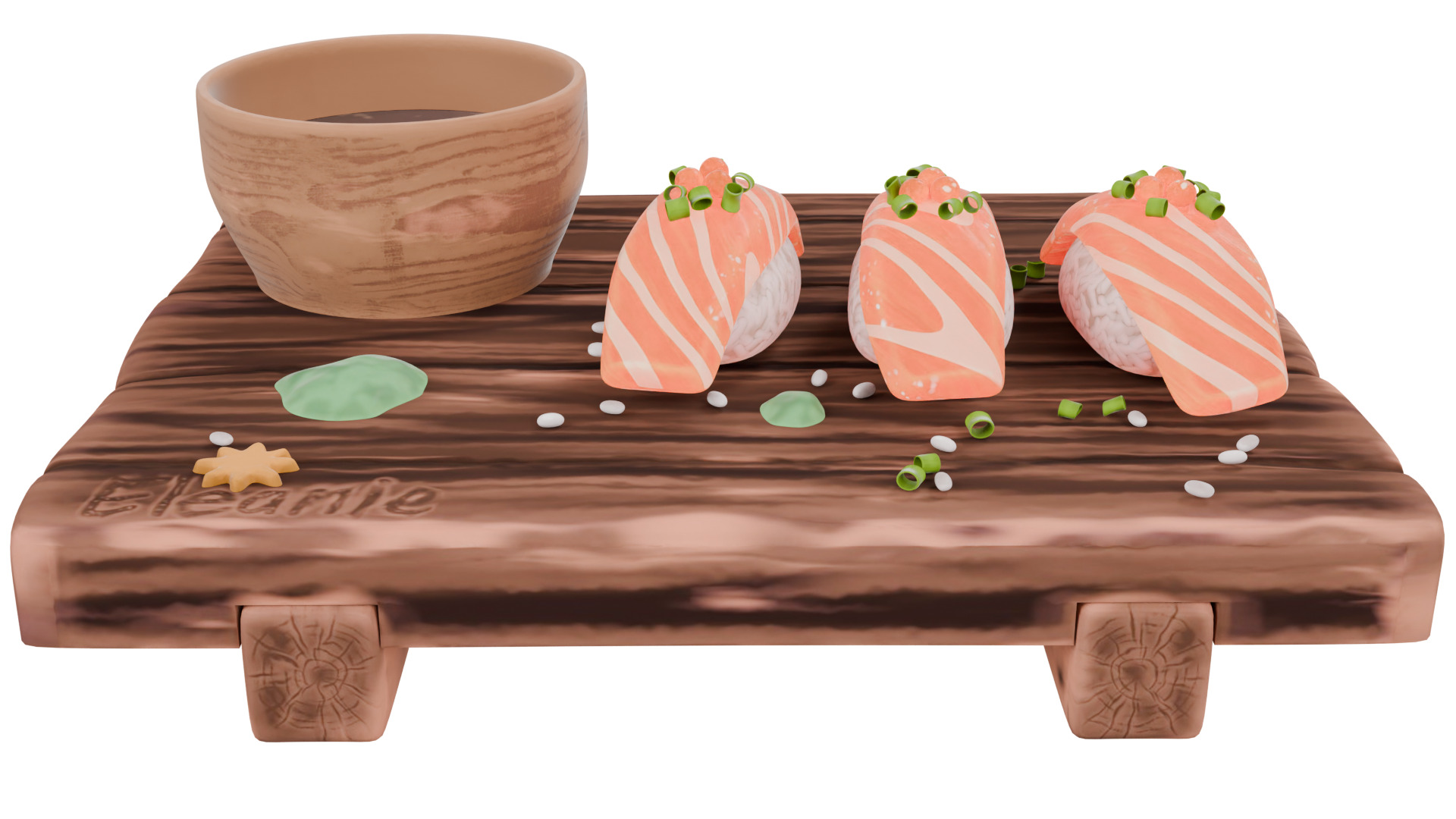 Salmon Sushi Set 3D model_1