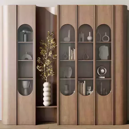 Wooden Shelves Decorative With Plants and Book - Wooden Rack 34