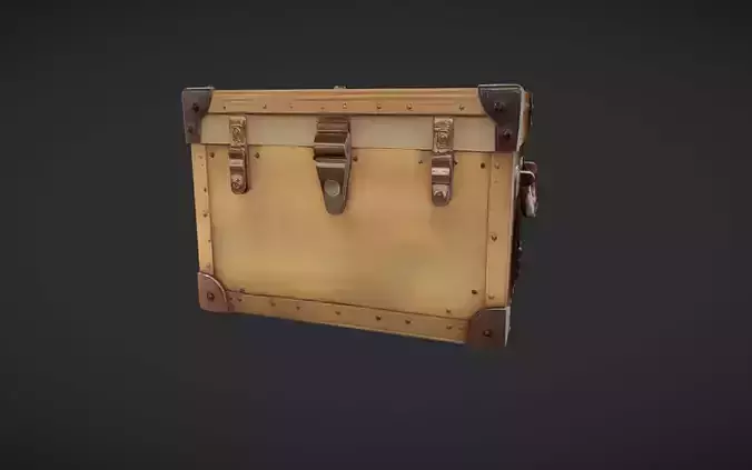 Wooden chest with metal reinforcements