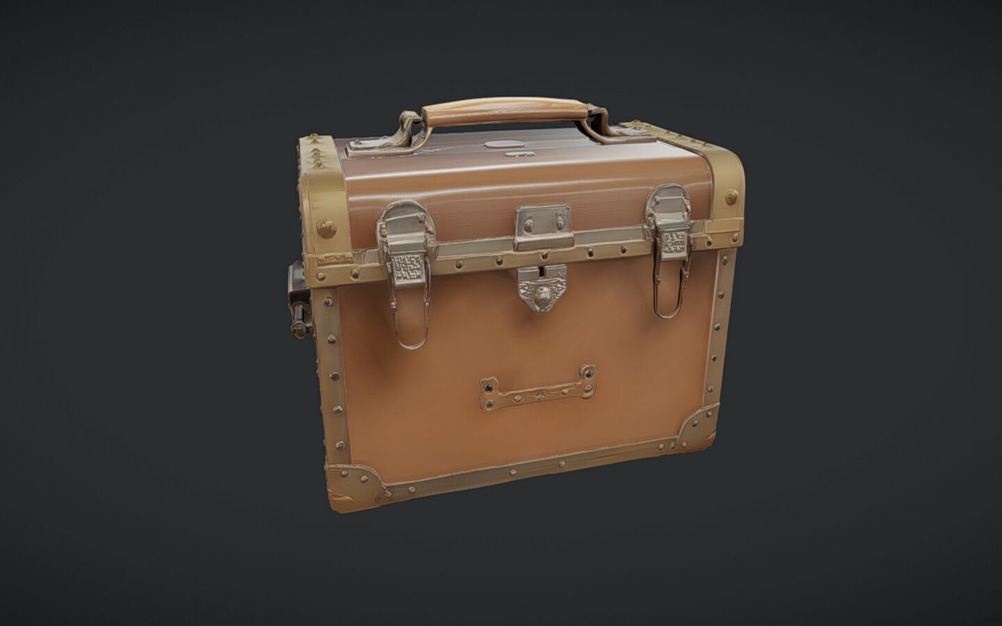 vintage metal-bound storage ches 3D model_6