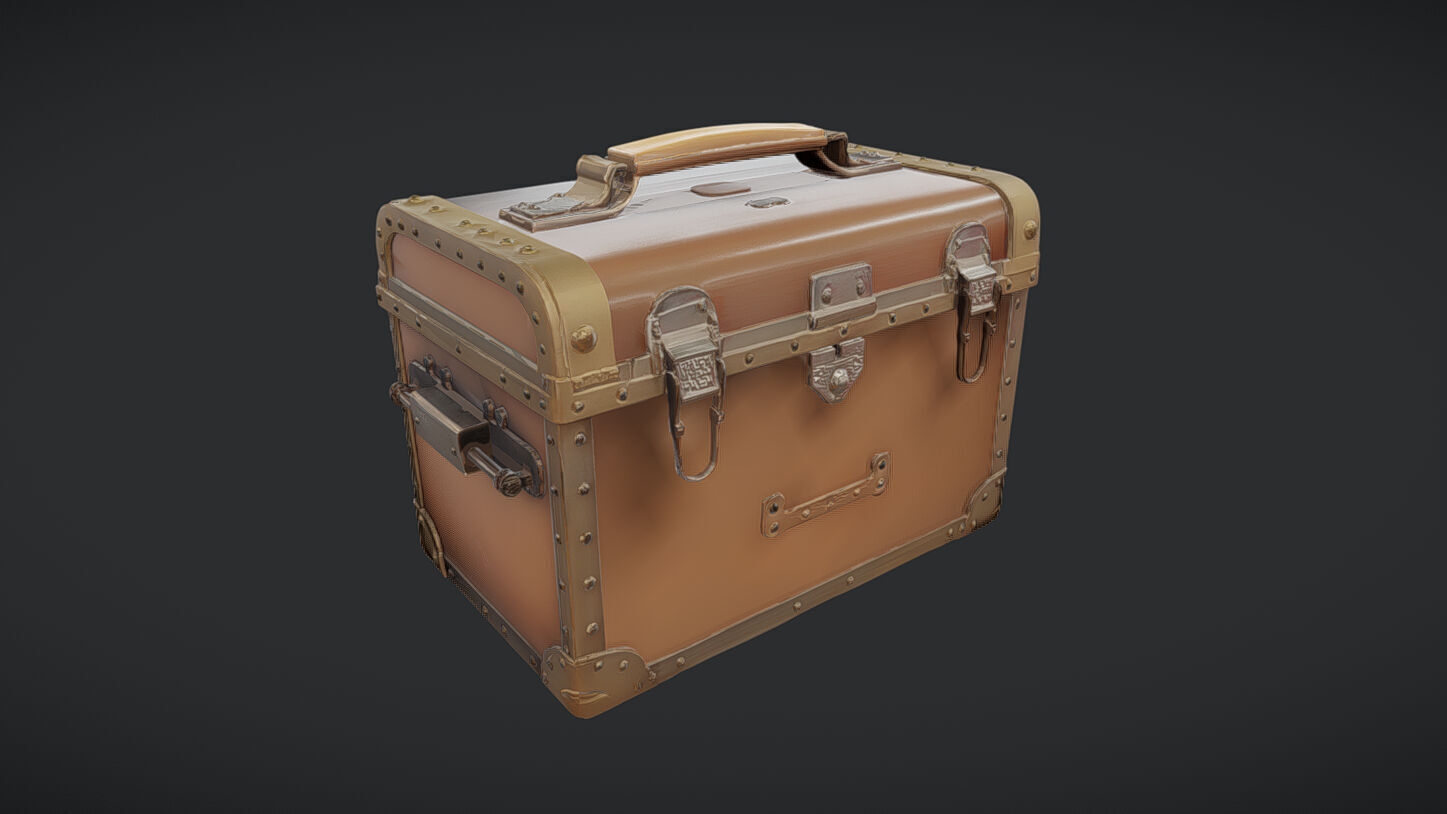 vintage metal-bound storage ches 3D model_17