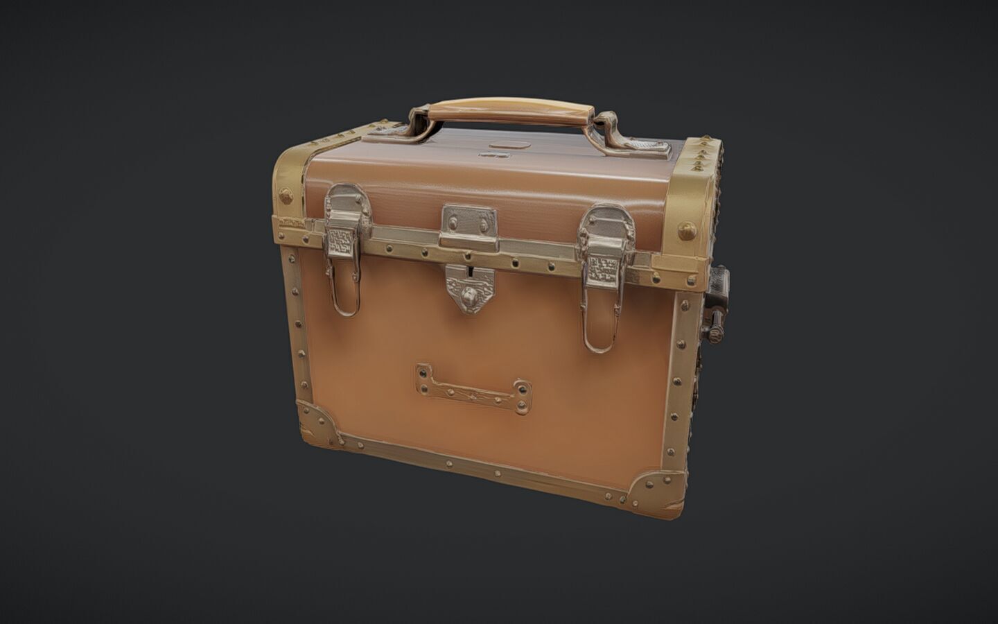 vintage metal-bound storage ches 3D model_7