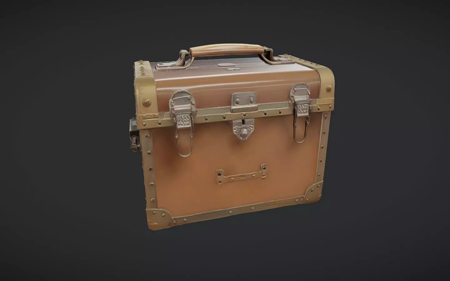 vintage metal-bound storage ches 3D model_0