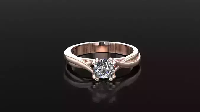 Solitare  Ring 3DM STL For Print  WM 1