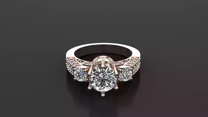 Solitare  Ring 3DM STL Ready Print WM1  9