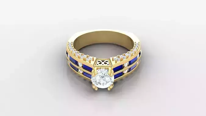 Solitare  Ring 3DM STL Ready Print WM1  70