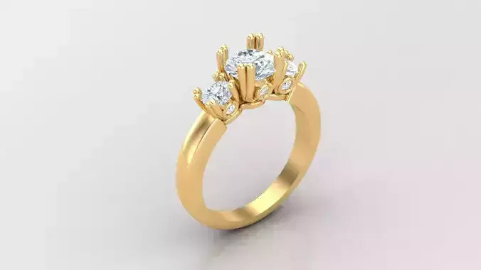 Solitare  Ring 3DM STL Ready Print WM1  66