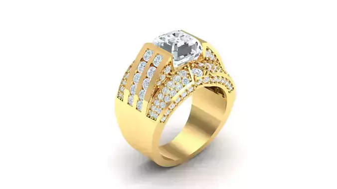 Solitare  Ring 3DM STL Ready Print WM1  53