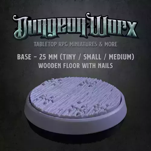 25 mm Tabletop RPG Miniature Base - Wooden Floor With Nails 3D print model