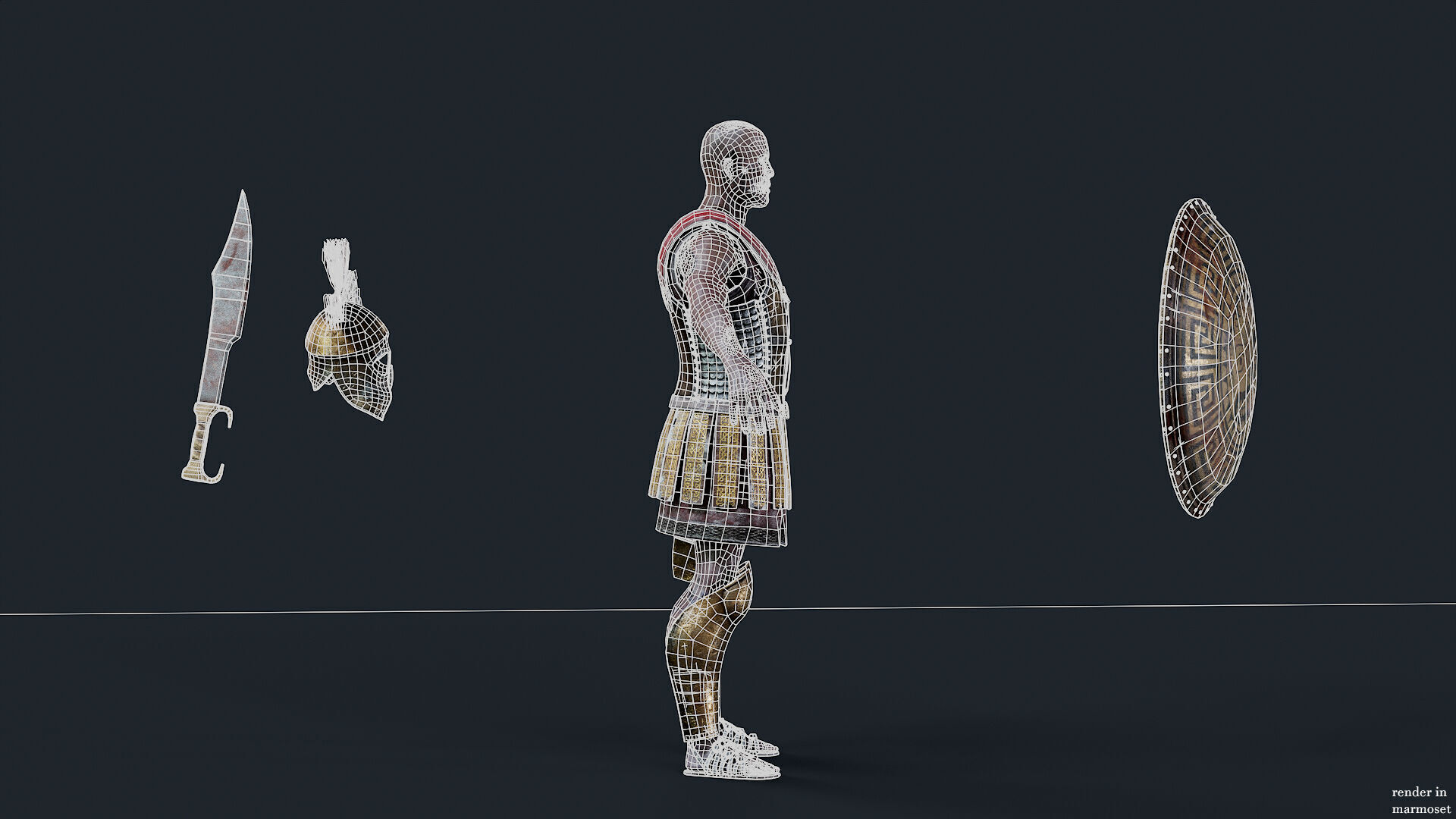 SPARTAN UNDEAD COMANDER  Low-poly 3D model_10