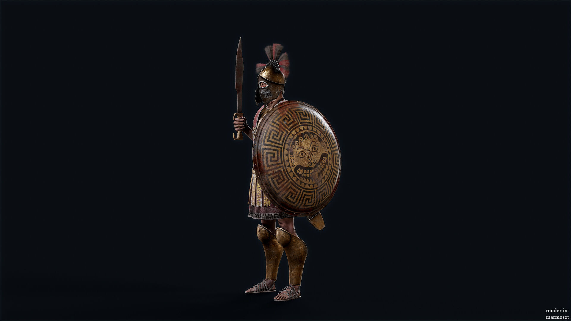 SPARTAN UNDEAD COMANDER  Low-poly 3D model_4