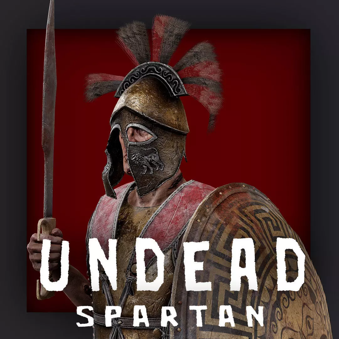 SPARTAN UNDEAD COMANDER  Low-poly 3D model_0