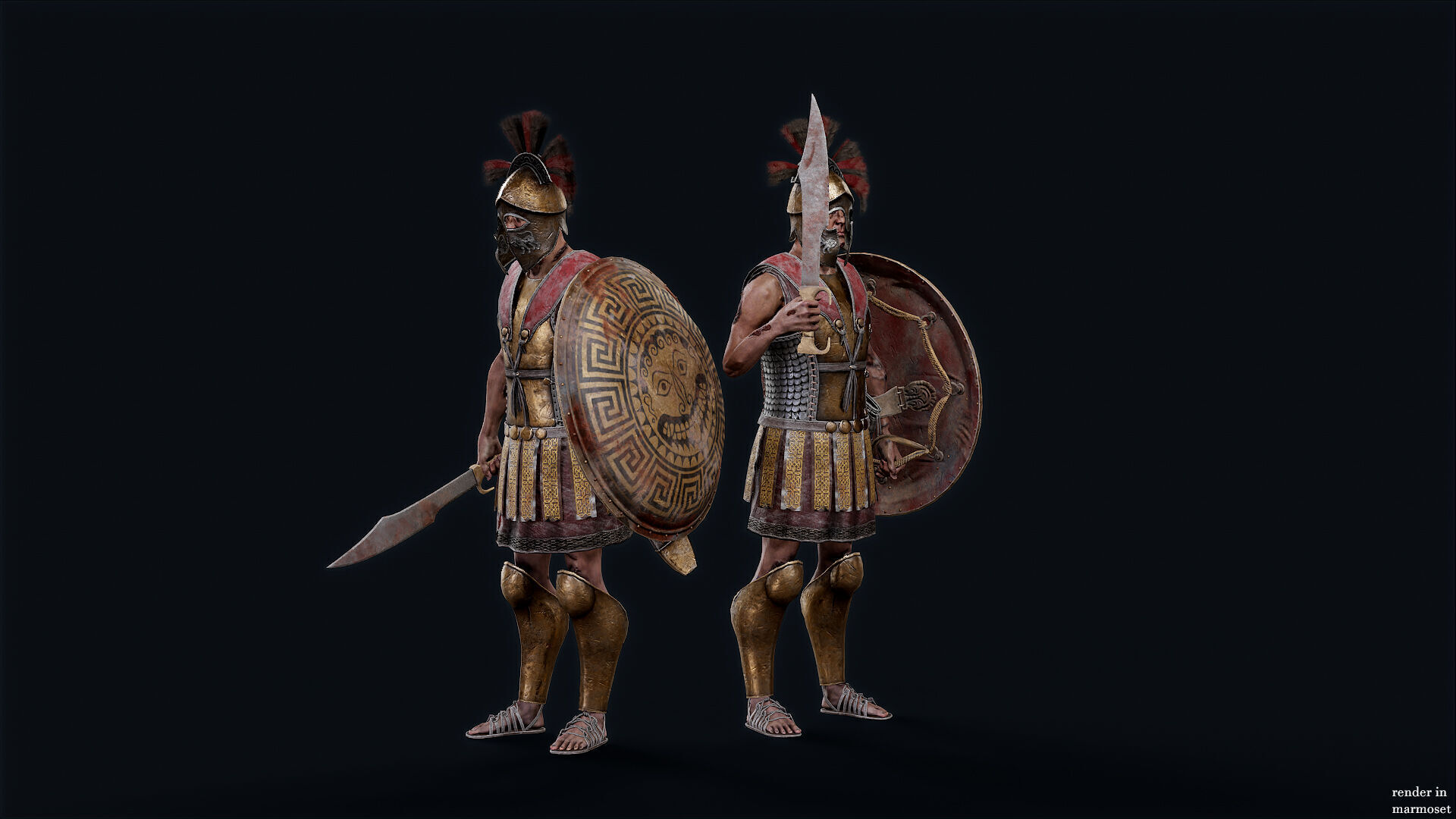SPARTAN UNDEAD COMANDER  Low-poly 3D model_3