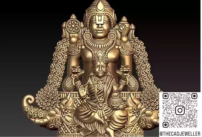 Divine Lakshmi Narayana 3D Idol Design Jewelry CAD Art  3D print model