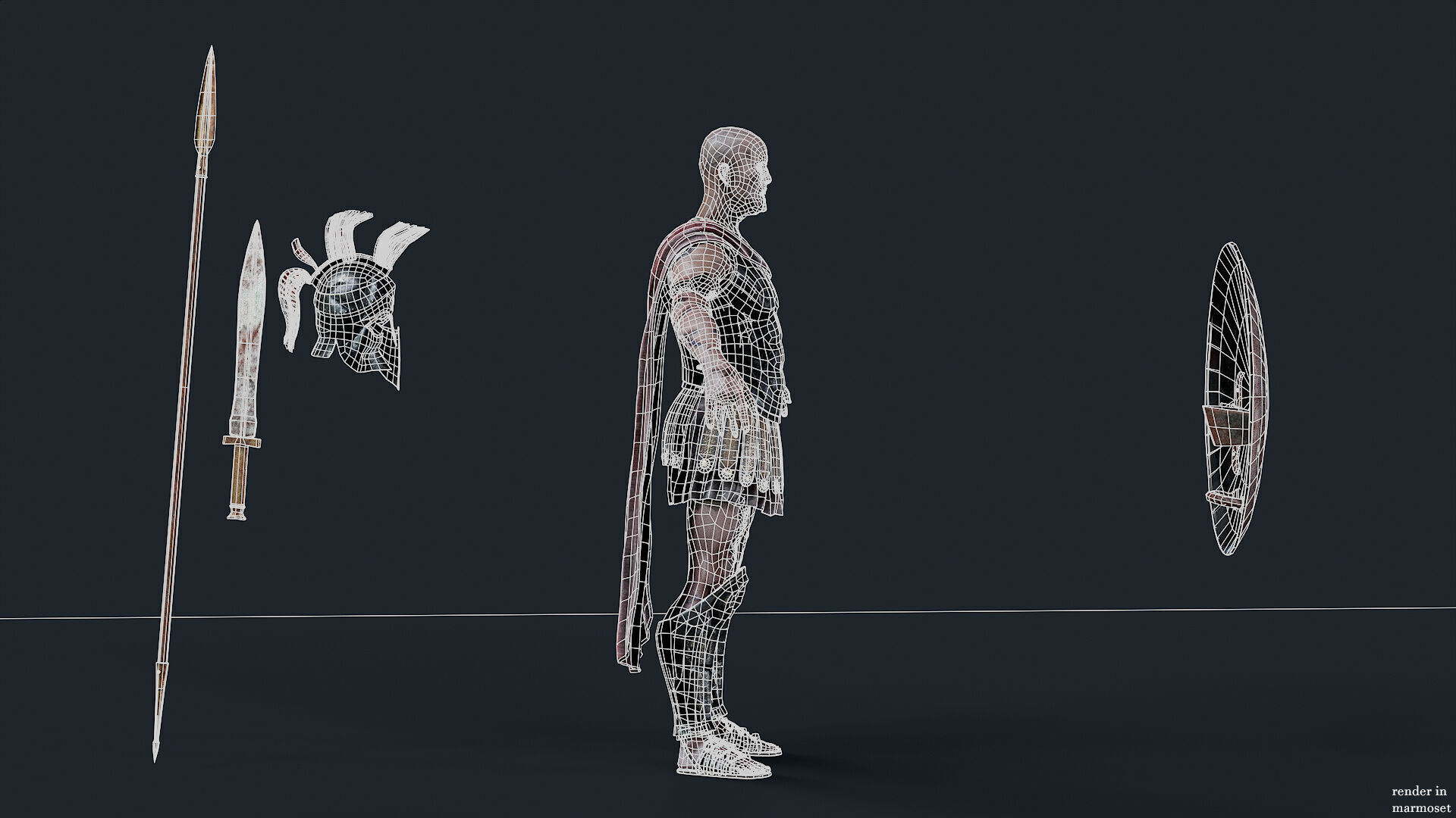 SPARTAN UNDEAD H HOPLITE  Low-poly 3D model_11