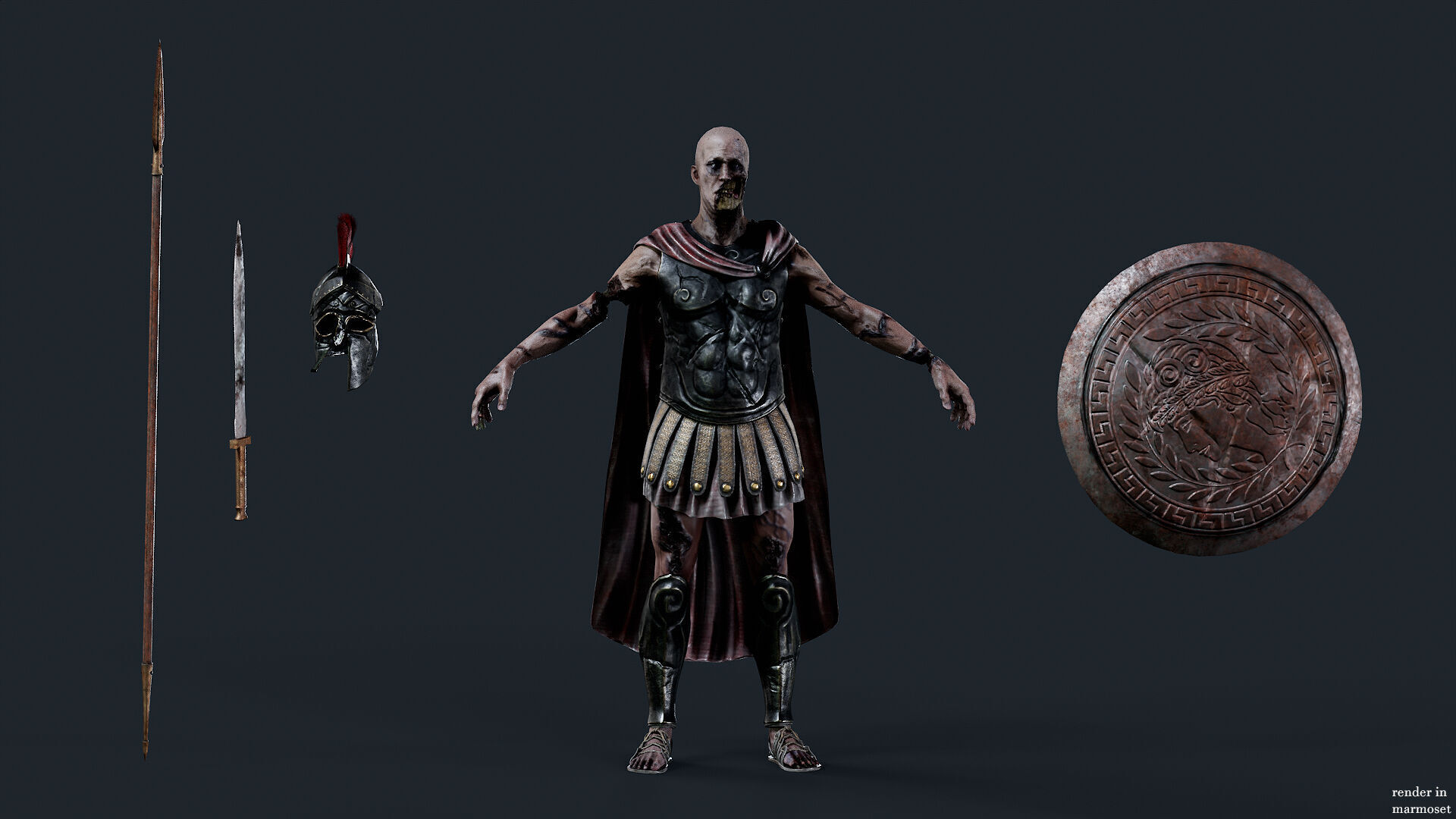 SPARTAN UNDEAD H HOPLITE  Low-poly 3D model_7