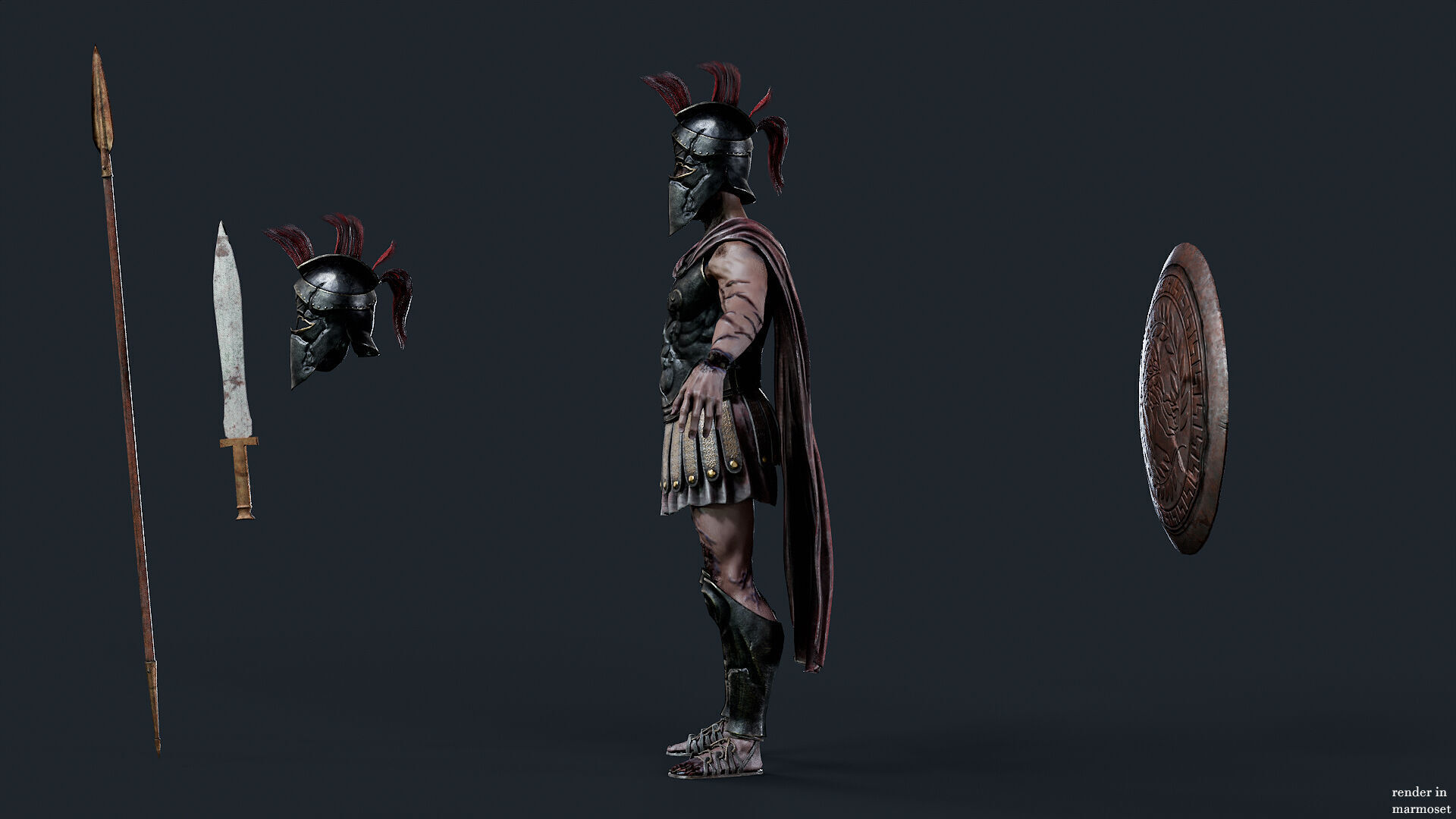 SPARTAN UNDEAD H HOPLITE  Low-poly 3D model_10
