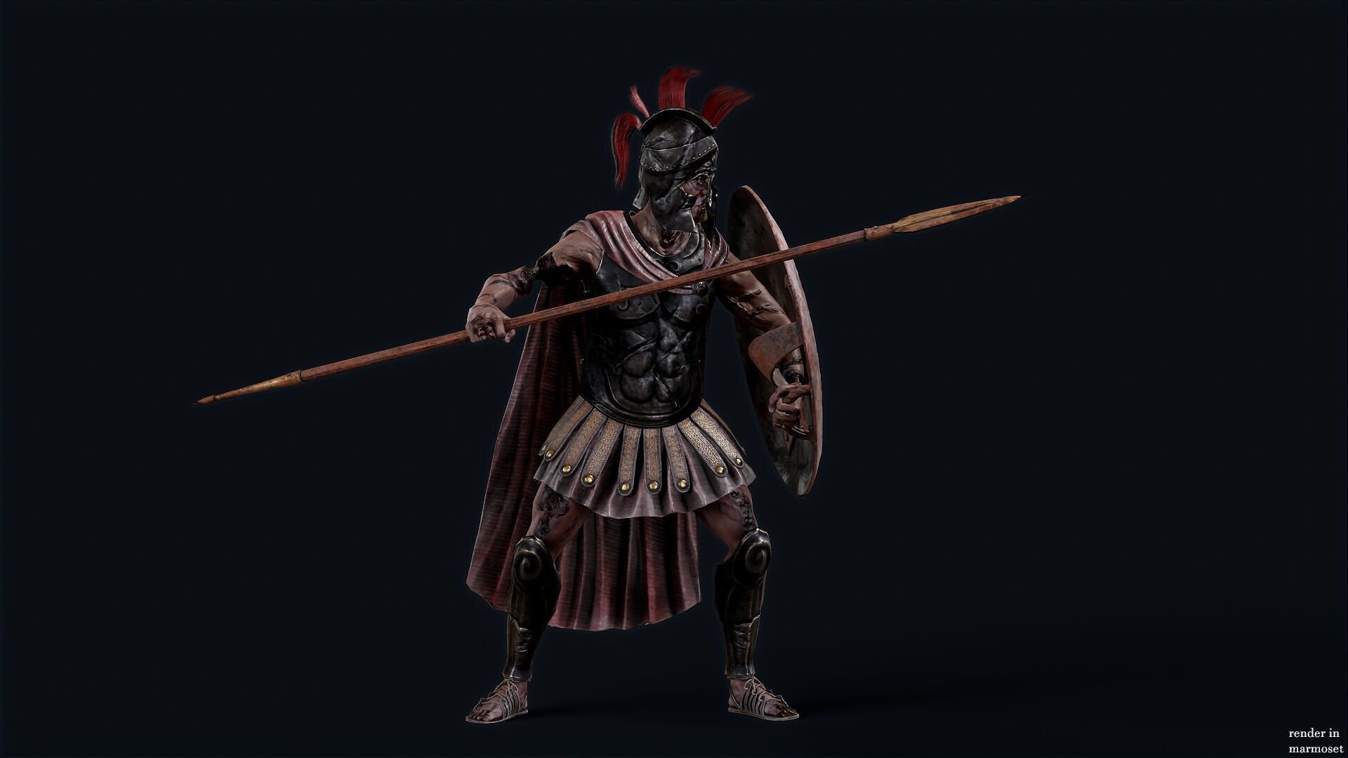 SPARTAN UNDEAD H HOPLITE  Low-poly 3D model_4