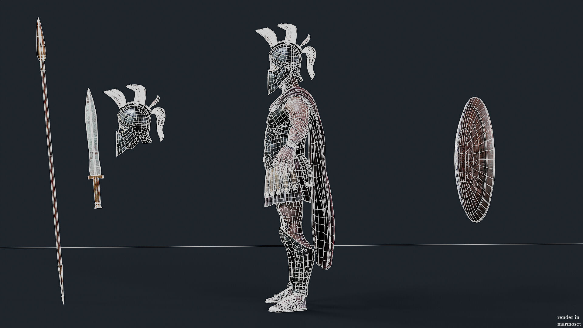 SPARTAN UNDEAD H HOPLITE  Low-poly 3D model_14